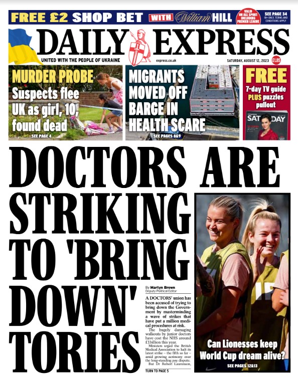 Saturday's front page: Doctors are striking to 'bring down' Tories

express.co.uk/news/politics/…

#TomorrowsPapersToday