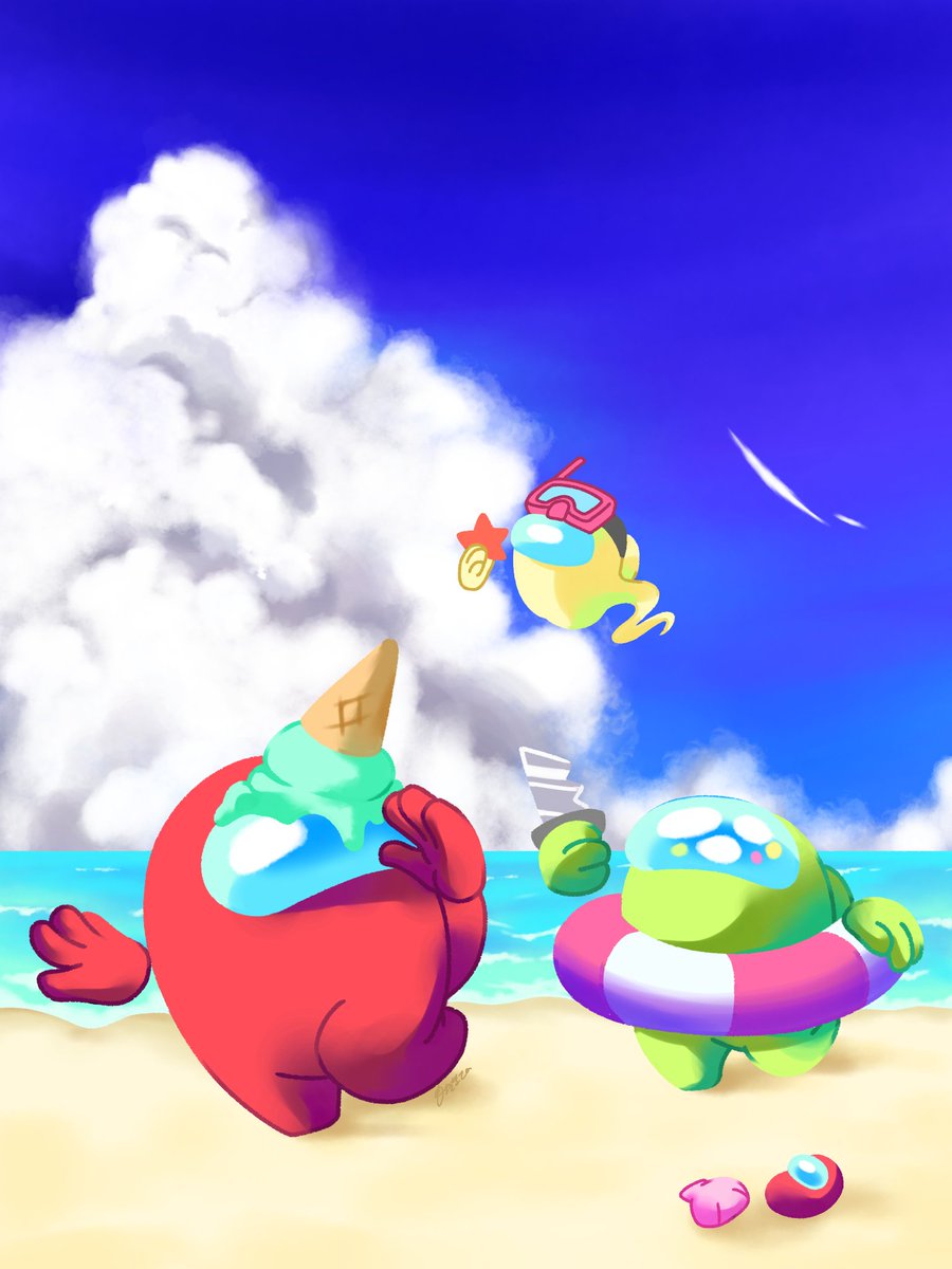 ビーチで追いかけっこ🌺🌊🔪
#AmongUs