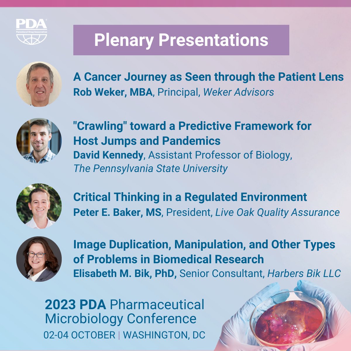PDAonline's tweet photo. #PDAmicro will bring an exciting lineup of expert speakers to address relevant challenges and opportunities through thought-provoking sessions. Don't miss plenary sessions sharing patient perspectives and delving into the hottest topics. Register today! https://t.co/5zIjmAhgGz https://t.co/wgU92yOaDw
