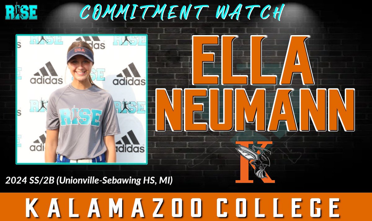 Commitment Watch:

2024 RISE Player-Ella Neumann <a href="/EllaNeumann5/">Ella Neumann</a> Unionville-Sebawing HS &amp; <a href="/Blue16u/">Michigan Bolts Blue 18U</a> ) verbally commits to Kalamazoo College! <a href="/KzooSoftball/">Kalamazoo College Softball</a> 

Ella attended the Michigan Top Prospect Showcase + Game!