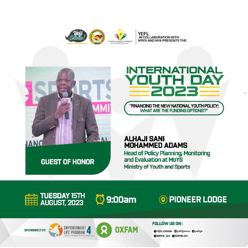 #IYD2023 #fundtheyouthpolicynow #YouthLeadingChange. <a href="/yeflgh/">YEFL-Ghana</a> <a href="/moysgovgh/">Sports & Recreation.</a> <a href="/parliament_gh/">Parliament of Ghana</a> @youthgh