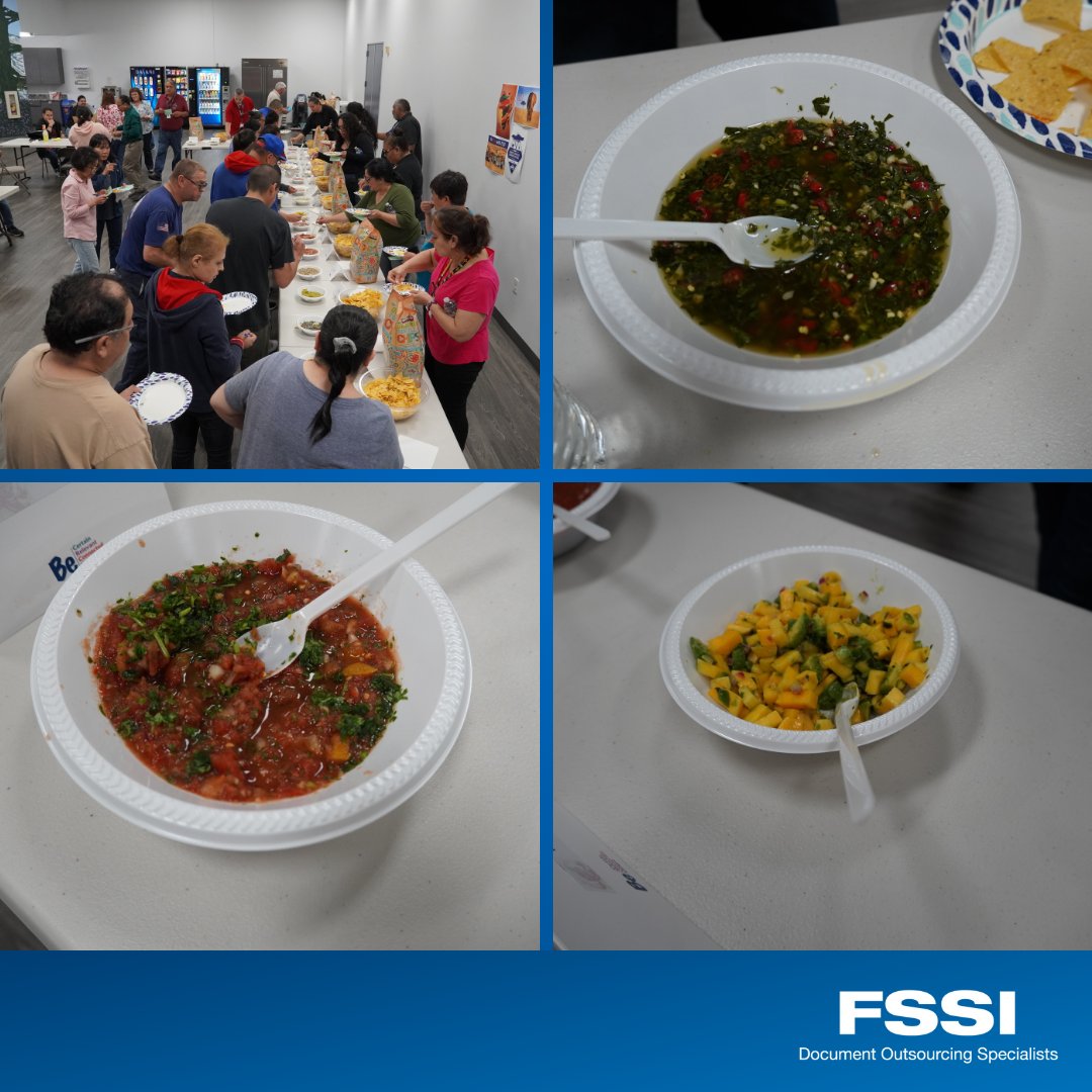 FSSI_CA's tweet photo. FSSI added a little spice to its Thursday afternoon with an employee salsa competition. Congrats to the winners of “Best Tasting,” “Best Looking,” “Hottest” and “Most Interesting” (and the employee tasters who had just as much fun)! 🍅🌶️
#salsa ##customcare #nomnom https://t.co/IchRX0NpR7