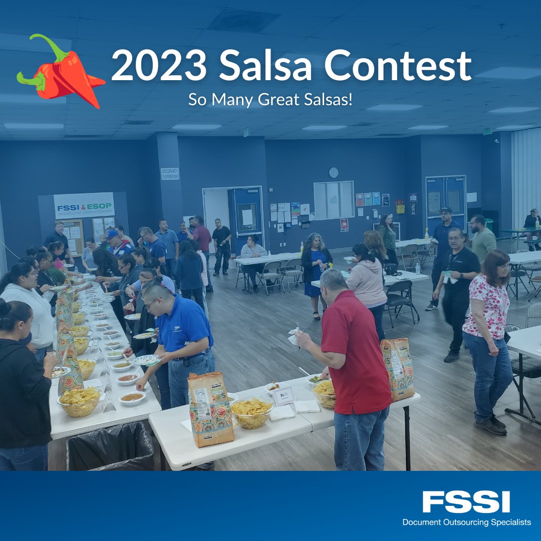 FSSI_CA's tweet photo. FSSI added a little spice to its Thursday afternoon with an employee salsa competition. Congrats to the winners of “Best Tasting,” “Best Looking,” “Hottest” and “Most Interesting” (and the employee tasters who had just as much fun)! 🍅🌶️
#salsa ##customcare #nomnom https://t.co/IchRX0NpR7