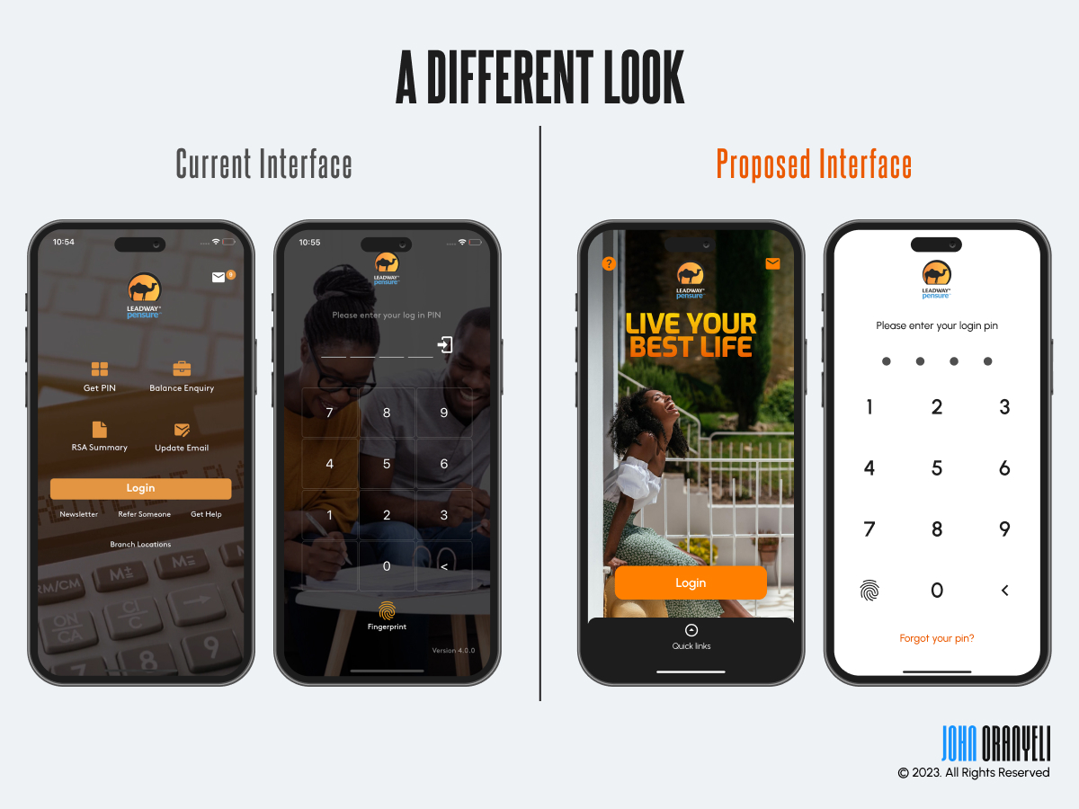 XQsitDesign's tweet image. Started a New series on revamping existing products and giving them &quot;A Different Look&quot;

Here is the first product design with &quot;A Different Look&quot;  
@LeadwayPensure app. 
#productdesign #figma #financeapp #appdesign #uidesign
