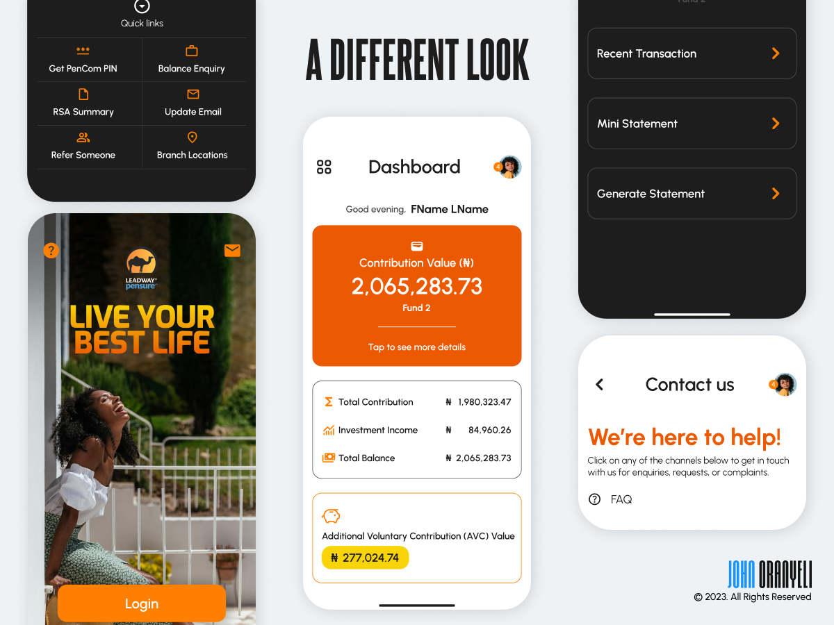 XQsitDesign's tweet image. Started a New series on revamping existing products and giving them &quot;A Different Look&quot;

Here is the first product design with &quot;A Different Look&quot;  
@LeadwayPensure app. 
#productdesign #figma #financeapp #appdesign #uidesign