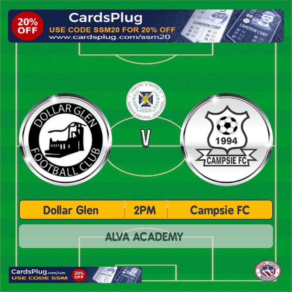 ⚽️ Dollar Glen 
📍Alva academy 
⏰ 2pm 

Mon the Campsie 🔴⚫️