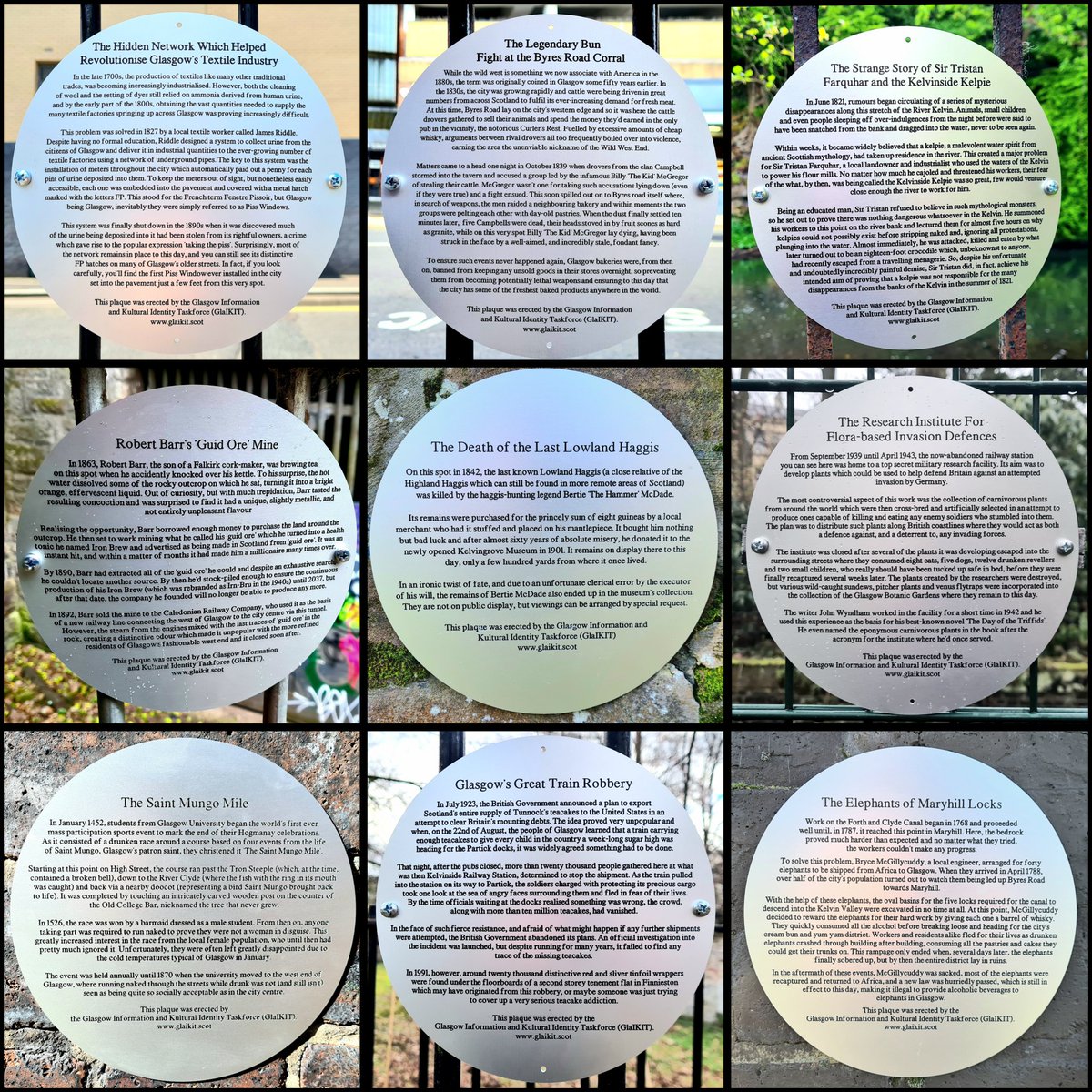 For anyone visiting Glasgow for the @UciWorldCycling and who wants to learn a little more about the host city, we have provided a number of informative plaques. They're not remotely not true, but they are informative! #glasgow #glaikit #glasgowhistory #glasgowhumour
