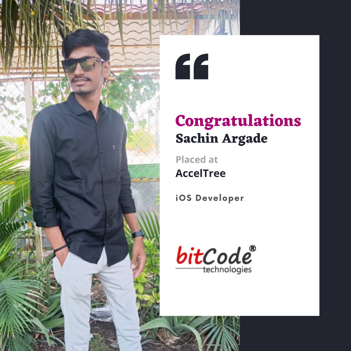 BitcodeTech's tweet image. Congratulations Sachin Argade, for your placement at #AccelTree as #iOSDeveloper. 
visit bitcode.in

#bitcode #bitcodeplacements #iostraining #iosplacements #iosjobs #bestiostraining #iosjobspune #iostrainingpune #iphoneappdevelopmentpune #getfirstjob