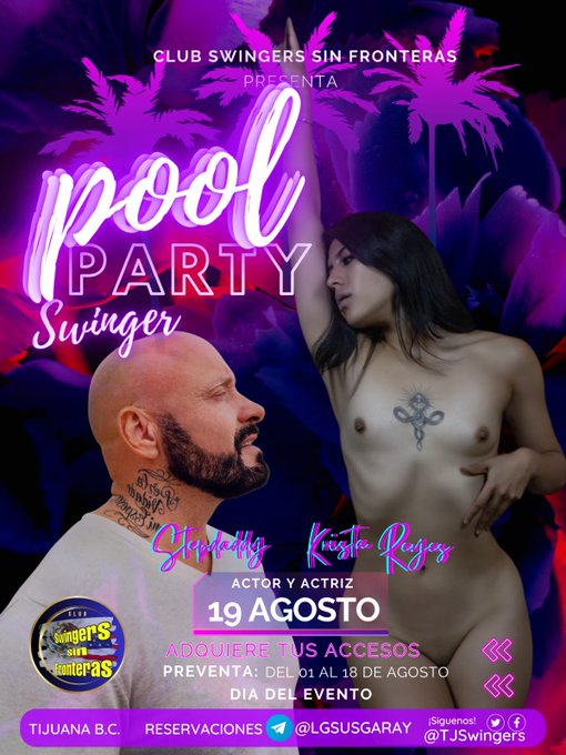 Amigos ya estamos a unos d&iacute;as de este evento 19 de agosto #poolparty de @TJSwingers #swingerssinfronteras<a href="/tag/poolparty"class="tags"><span>#poolparty</span></a><a href="/tag/swingerssinfronteras"class="tags"><span>#swingerssinfronteras</span></a>