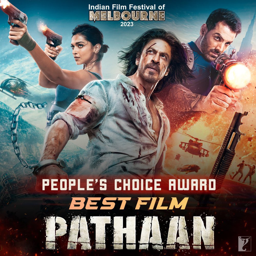 Wow congratulations  Hero @iamsrk 🥳 🎉💙
ShahRukh Khan, Deepika Padukone and John Abraham starrer #Pathaan bags the People’s Choice Award at the #IFFM2023 #IFFM 

 #ShahRukhKhan #SRK #DeepikaPadukone #JohnAbram