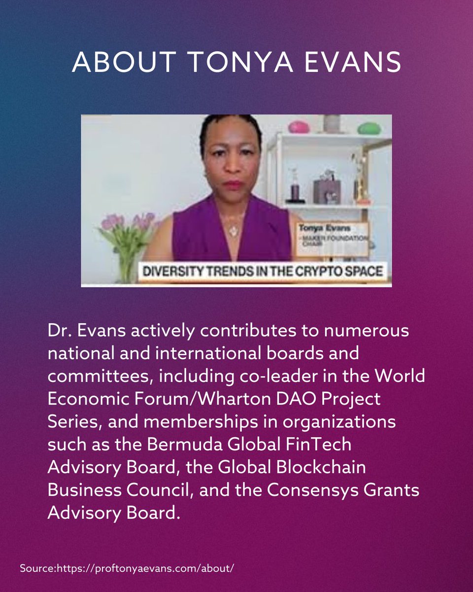 This month's Women in Crypto spotlights Tonya M. Evans. Dr. Evans is a professor A professor of Law at THE Penn State Dickinson Law faculty and the 2023 EDGE in Tech Athena Award for Academic Leadership.
#womenleaders #womenwhohustle #crypto