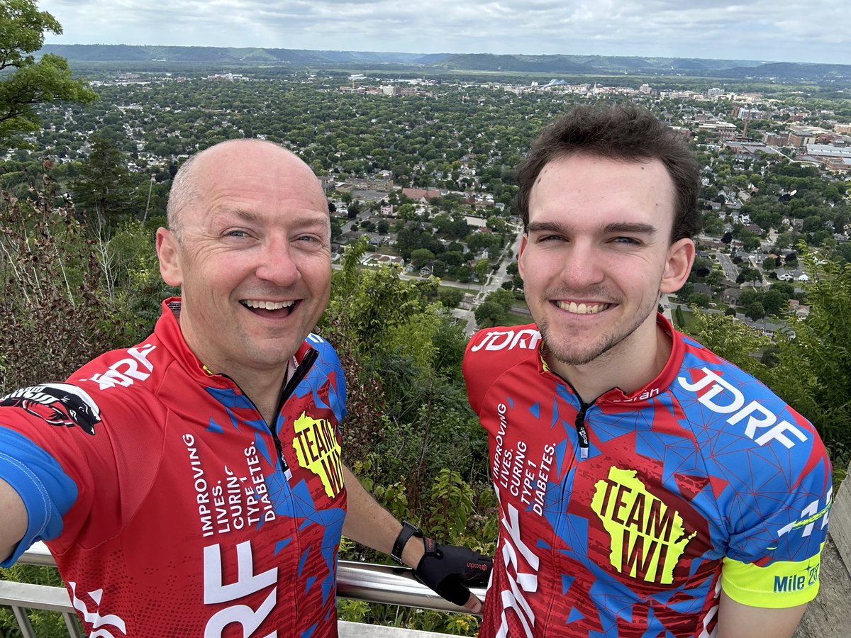 bryon_graff's tweet photo. We completed our ride to the top of Grandad Bluff. Ready to reach 100 miles tomorrow! #jdrfride #T1D https://t.co/ka9J40coI7