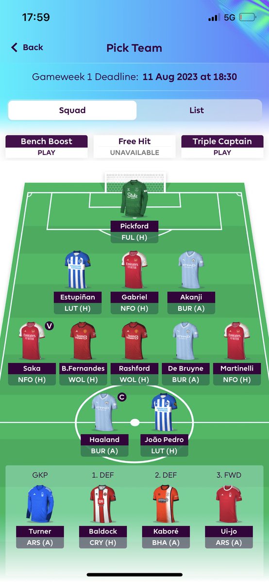 FPL_Giovanni's tweet photo. Last min changes with city leaks 
Haaland ✅
KDB ✅ 
No Salah 🚫

Let’s see what this teams cooking 😮‍💨 https://t.co/GTfYbilWeY