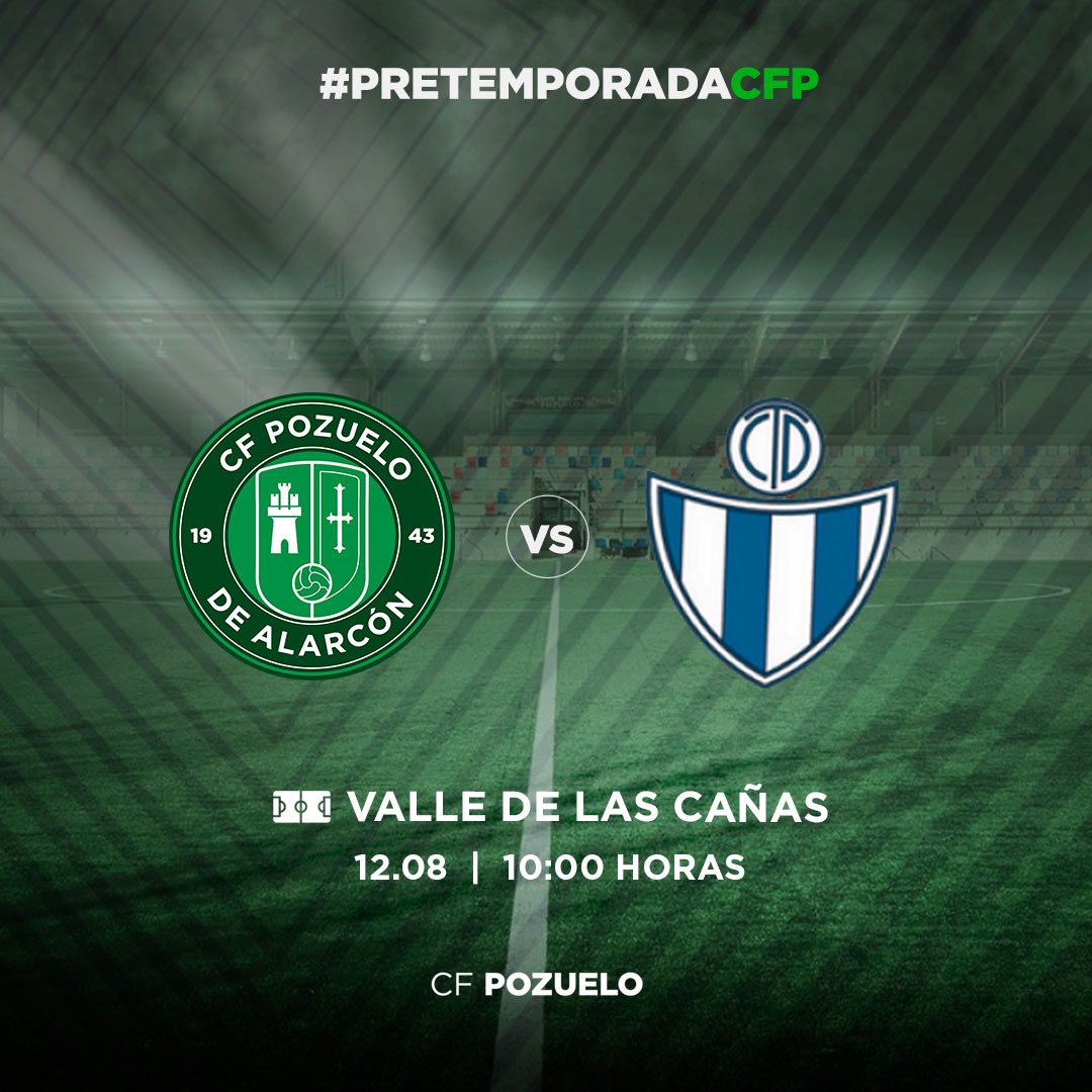 Cfpozuelo's tweet photo. ⚽🔥 ¡Mañana tenemos otro test de pretemporada! 🙃

🏟️ Valle de Las Cañas
⏰ 10:00 h
🆚 @CDTarancon 

💚🤍 #FamiliaVerde https://t.co/jVPqLmhOQc