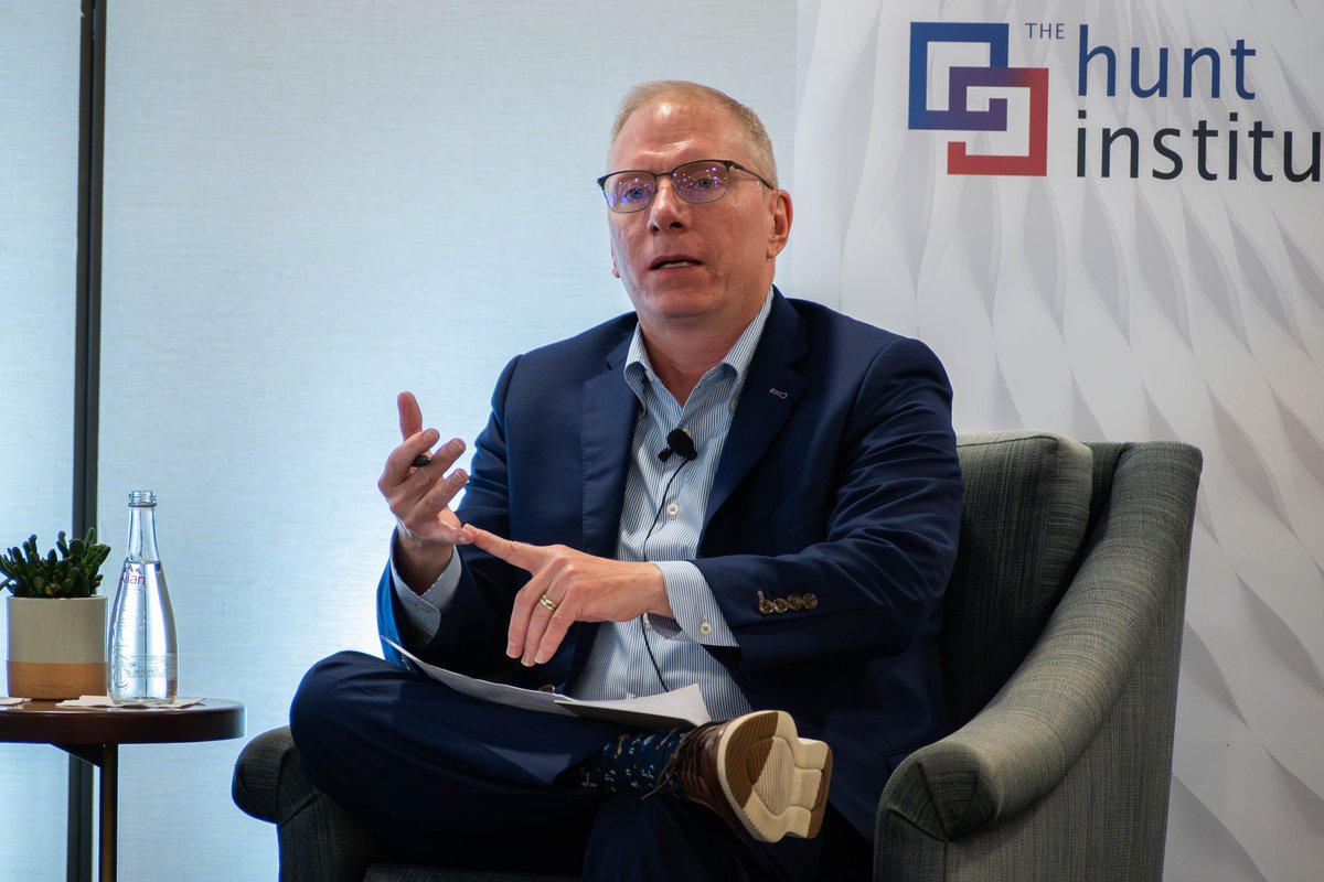 Hunt_Institute's tweet photo. Now, Scott Jenkins moderates a panel with University &amp; System Leaders on adapting and innovating #HigherEd obstacles in 2023. @SueEllspermann, @EloyOakley, &amp; @michaelsorrell provide their insights and experiences. #HKFellows https://t.co/ARfpi5rOwl