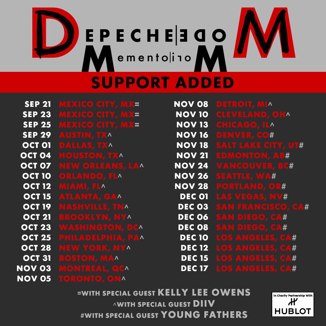 Here are the North America support acts for the upcoming Memento Mori Tour dates. @kellyleeowens @DIIV @Youngfathers