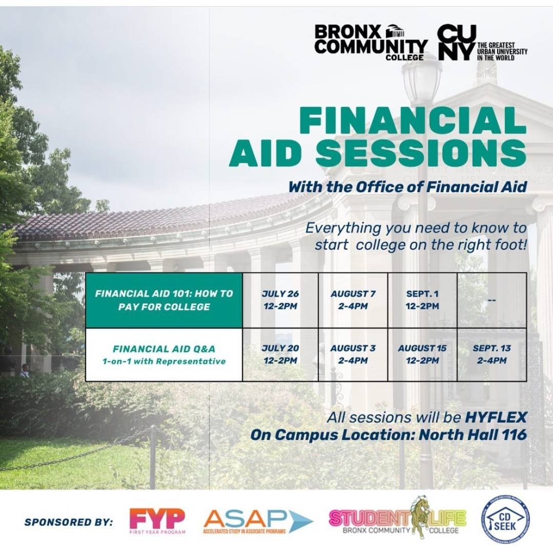 ASAPBCC's tweet image. 📚Calling all ASAP Scholars!  Need financial aid assistance at Bronx Community College? Check out the dates on the flyer to get the help you deserve. Don't let financial worries hold you back from starting your classes strong. We've got your back!  #ASAPStrong #bcccuny
