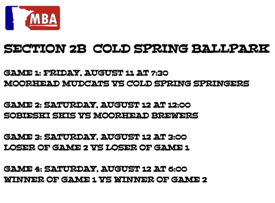 SobieskiSkis's tweet photo. Hello Ski Fans! Come join us at the lovely confines of the Cold Spring ballpark tomorrow as we play for state seeding! Our first game will be 12 noon against the Moorhead Brewers with following game time decided by win/lose. #skiski #rollskis https://t.co/pJOQyC4I0a