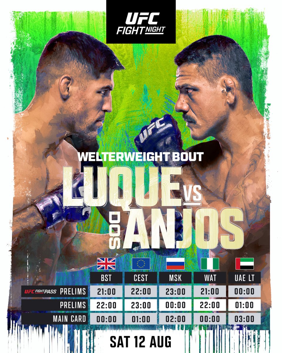 UFCEurope's tweet photo. Your important times for #UFCVegas78 tonight!

📺 We kick off at 9pm BST / 10pm CEST on @UFCFightPass https://t.co/1i1ajuwPFB