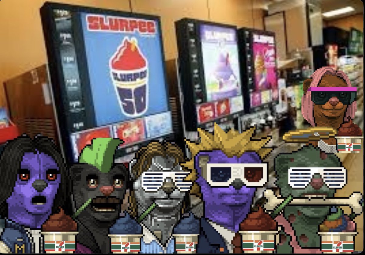 TripleXCoiner's tweet photo. @SlurpeeCanada Me & my @mongs_nft buddies don’t go anywhere without our #Slurpee cups $MONG #SlurpeeSummer #SlurpeeCanada https://t.co/EqNdSx07zU