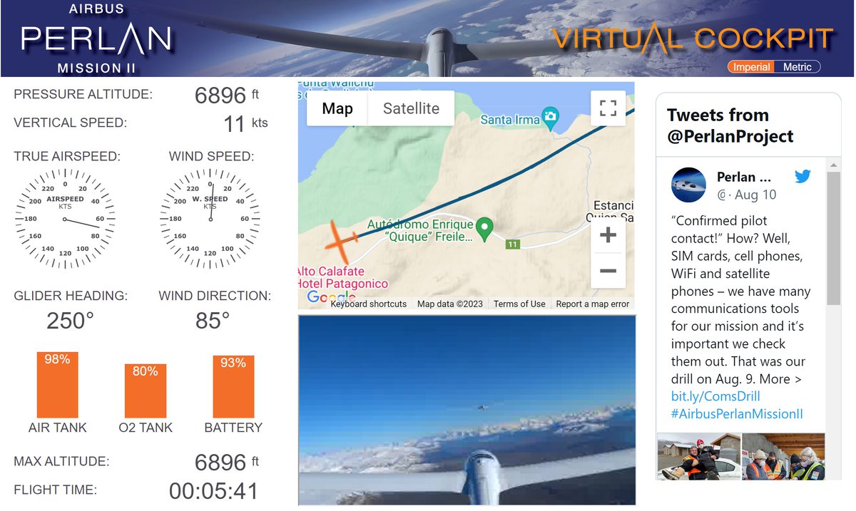 PerlanProject's tweet photo. The Perlan 2 Virtual Cockpit is now live! 
Click to follow our flight> https://t.co/udd4yNHFWi
#AirbusPerlanMissionII https://t.co/fqe3CHMWKd