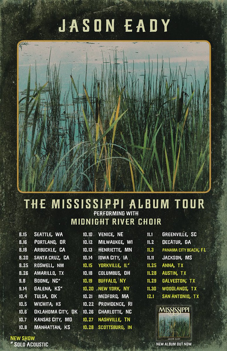 To celebrate the release of 'Mississippi' we've added a few more shows to the current full band Fall tour with Midnight River Choir and happy to announce that I've graciously been invited back to play @opry on Friday, October 27th. Looking forward to seeing everyone there again!