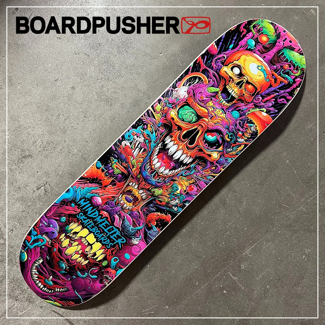 BoardPusher's tweet photo. CRANIAL OVERLORD, the first #FeaturedDeck from MindMelter Skateboards, a brand created by #artist Doctor Skabz. More #skateboardgraphics like this available at https://t.co/P7B5fk483T. https://t.co/cJyHn7jBXn