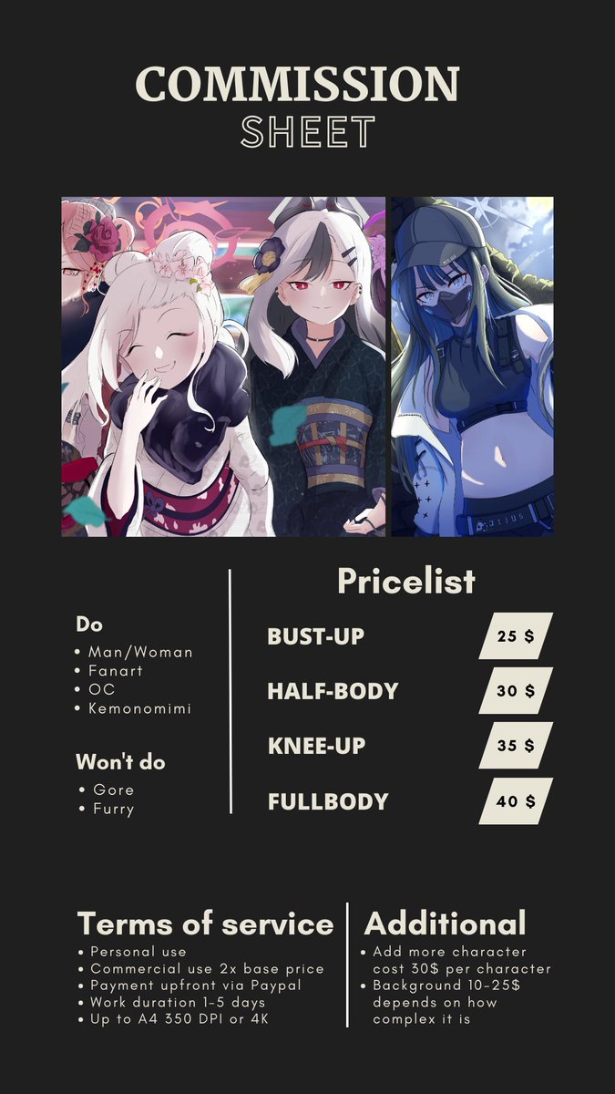 OCL_07's tweet photo. (Retweet, like, and share are greatly appreciated)

Hello there! I'm opening commission this month, if you are interested feel free to contact me in DM or D1scord (cl07).
Other sample are in my bio!

Thank you!
#commissionsopen #commissions
#ArtistOnTwitter #opencommission https://t.co/jR2xkK2HrR