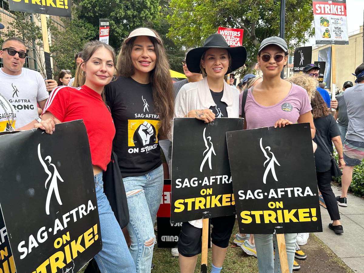 Stars of The CW's 'Arrow' come together for the show's reunion picket outside Warner Bros. in Burbank as a part of the #WritersStrike and #ActorsStrike