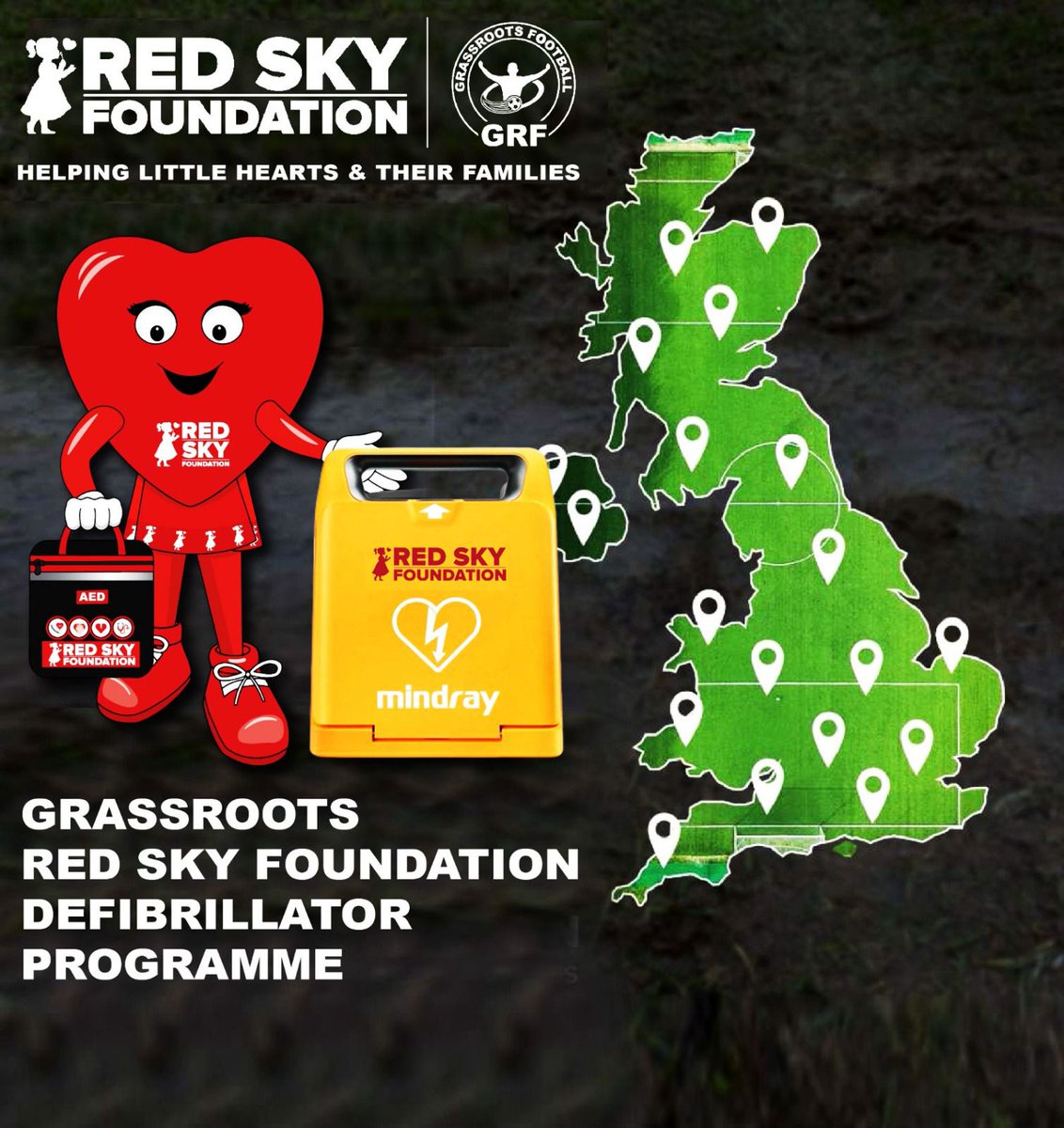 🚨Applications open MONDAY 

❤️The Grassroots @redskycharity Defibrillator Programme 2023 

❤️100 Locations will receive a FREE Defibrillator. 

❤️Online training provided for FREE. 

❤️Every UK City will get one. 

❤️Application will be released MONDAY

#Teamredsky…