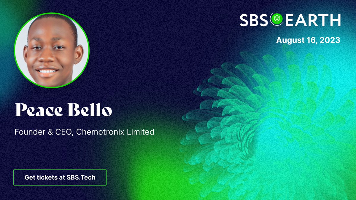 @SBS__Tech is one event you don't want to miss.
Join our CEO <a href="/iampeacebello/">Peace Bello</a> as he discusses the role digital MRV's will play in the emerging African Carbon Credit Market. 
Glad to be part of this sustainability event <a href="/filecoingreen/">filecoingreen</a> . 
Don't forget to get your tickets.
🌍#SBSEarth