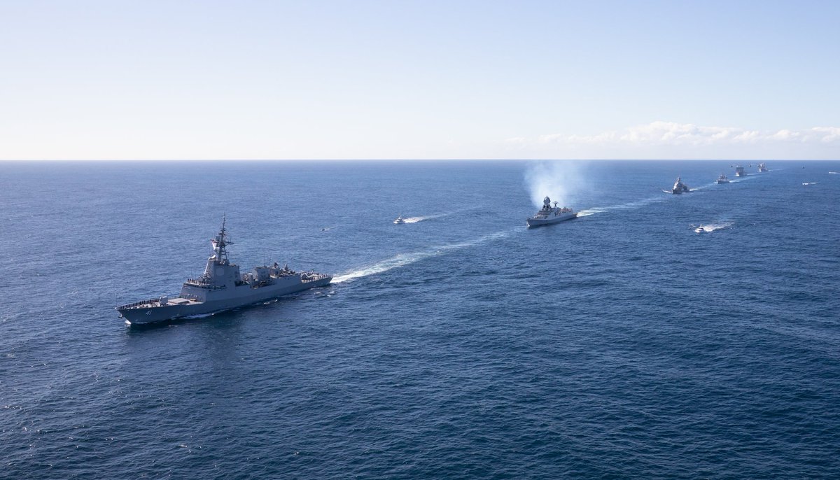 DDIndialive's tweet photo. #ExMALABAR23 | #INSSahyadri & #INSKolkata in Sydney
🇮🇳-🇺🇸-🇯🇵- 🇦🇺multilateral naval exercise will witness high intensity of ops in all three domains of warfare - #antisurface, #antiair & #antisubmarine incl live wpn firing drills
@Australian_Navy @USNavy @jmsdf_pao_eng @IN_HQENC https://t.co/srjdPTV9Xi