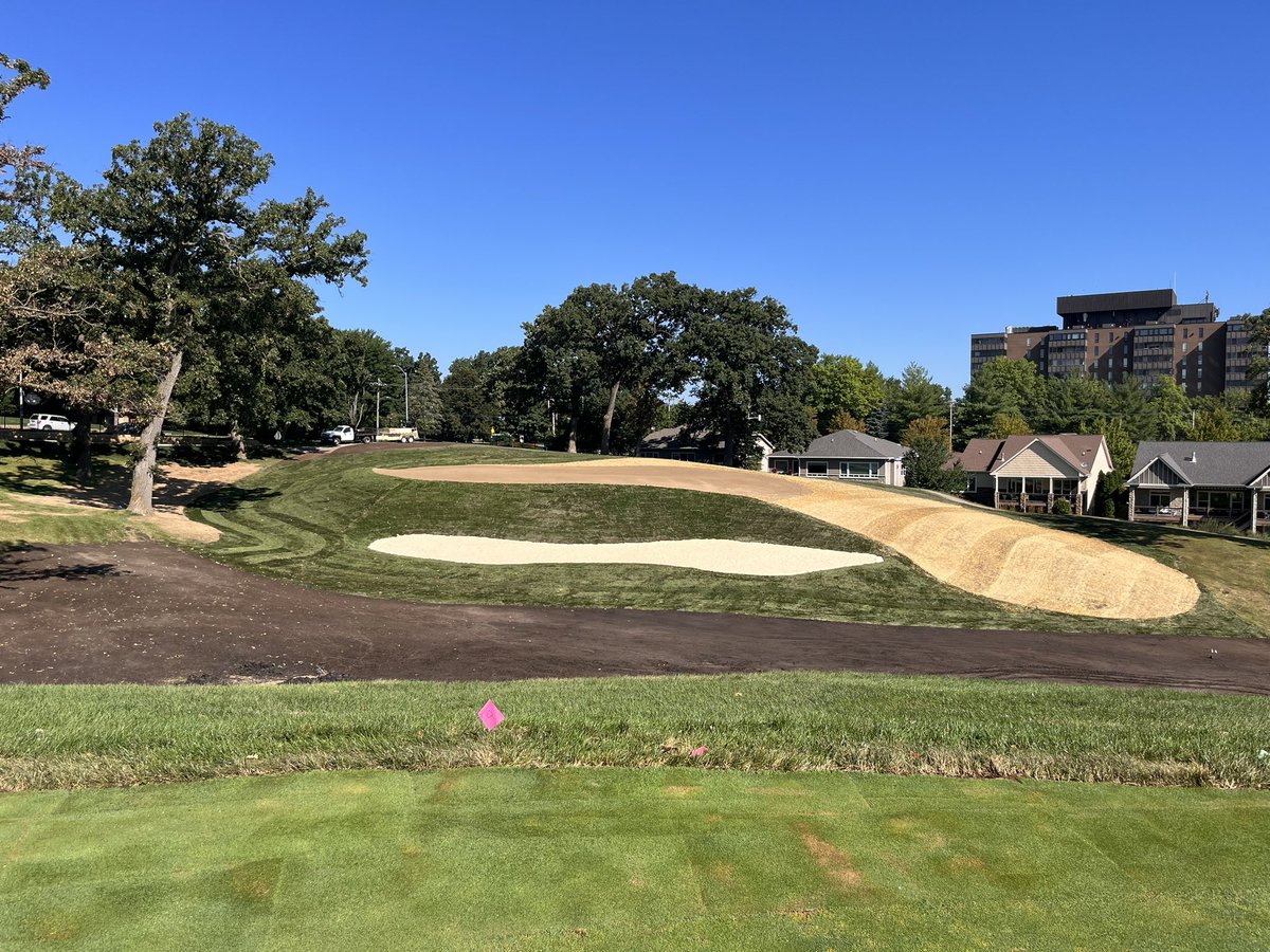 Two week difference. Seeded the green and approach yesterday