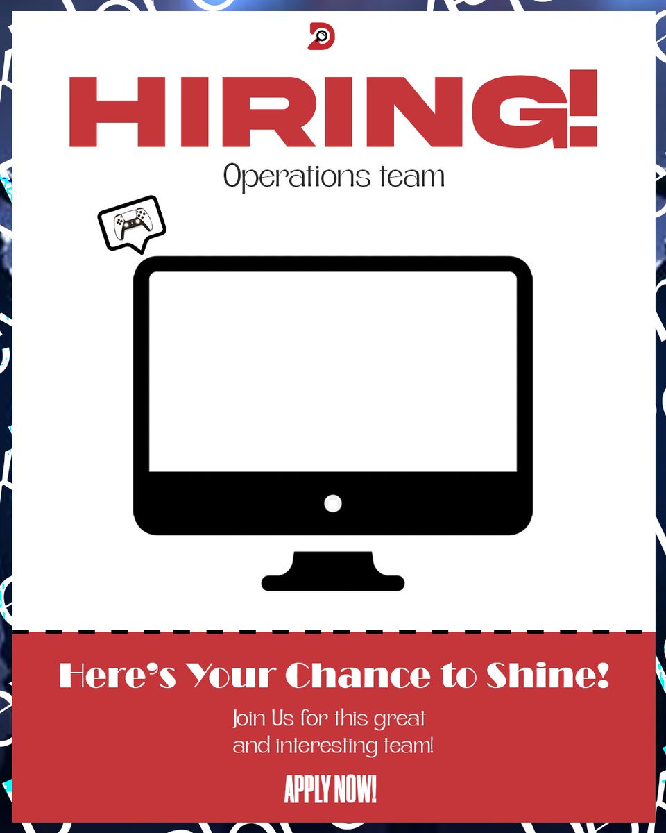 DexplorerVAL's tweet photo. Its time for an UPGRADE!!!!
We are recruiting for our Operations Team.
Fill the form in the replies and we will get in touch with you :)
Happy Gaming!!!
#dexplorer #dexplorerval https://t.co/nUbbvFlf8W