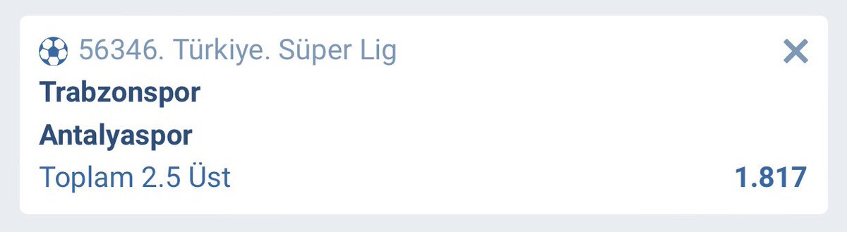 Trabzonspor - Antalyaspor 

Toplam gol 2.5 üst 

Bol şanslar ✌️

Link : bit.ly/3bvajuK