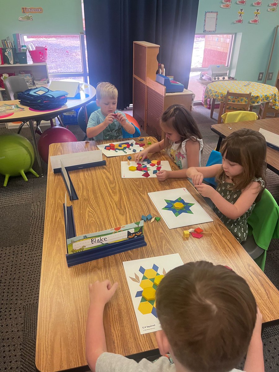 Learning is FUN as Ms. Greer’s 4K students use pattern blocks during a math lesson!