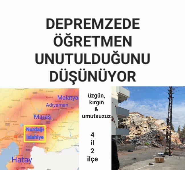<a href="/Yusuf__Tekin/">Yusuf Tekin</a> Depremzede öğretmenlere şartsız 81 ile tayin hakkı bekliyoruz. Ölmedik ölüme terk edildik