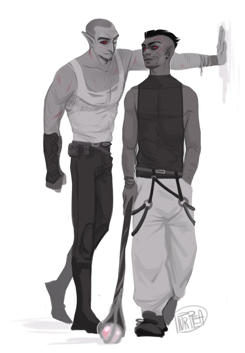 purpureusdood's tweet photo. Aaand the sketches from last year. The dunmer named Mark who learns the secrets of alchemy and his petulant companion Teldryn Sero.
#Skyrim https://t.co/TUouJAICB5