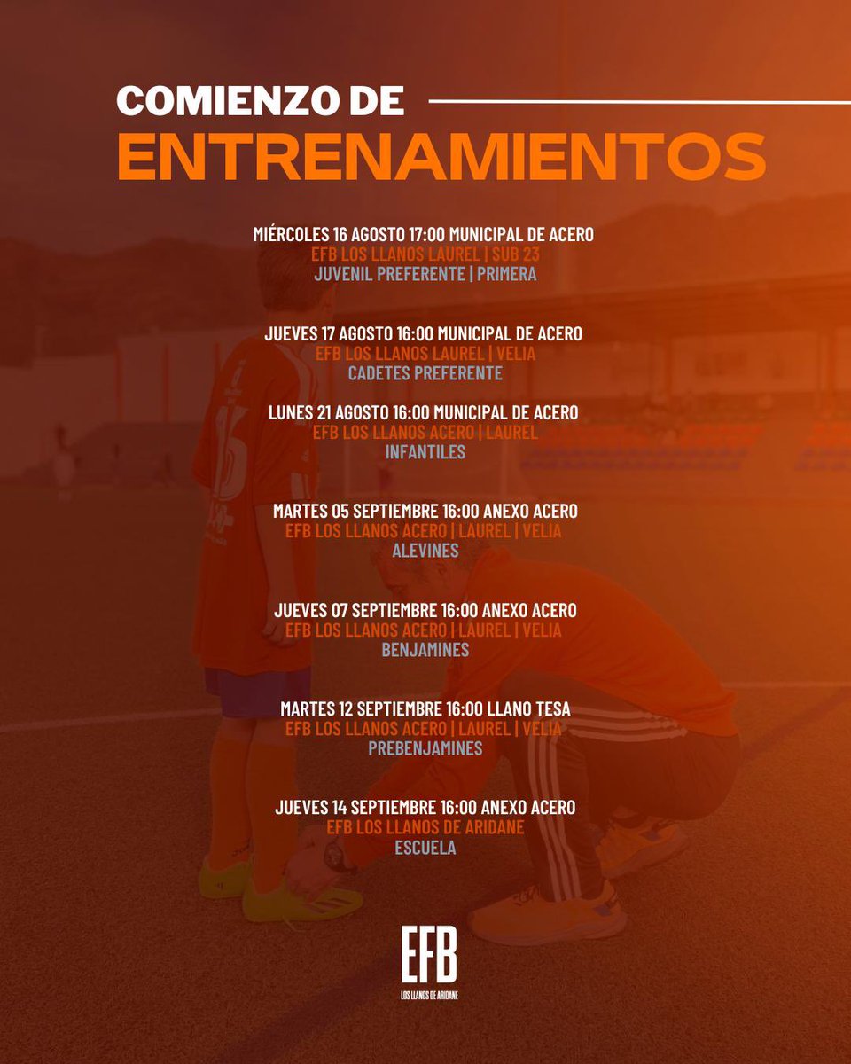 Losllanosefb's tweet photo. 🏋️‍♀️ 💪Todo preparado para el comienzo de los entrenamientos de la #EFB 23/24.

🔜 Contando los días para #QuererVolver🧡

🤗 ¡Os esperamos!

#TeTocaATi🫵 #ElNaranjaQueNosUne https://t.co/QNQfGQVJ2J