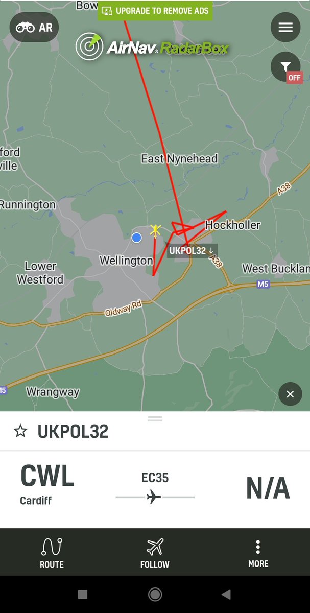 justcallmebear's tweet image. Unusual visitor tonight, @NPASSouthWest (South Wales) Helicopter. Came straight from Cardiff &amp;amp; is now circling Wellington. Tracked on @RadarBoxCom
#PoliceHelicopter #Searching #RadarBox