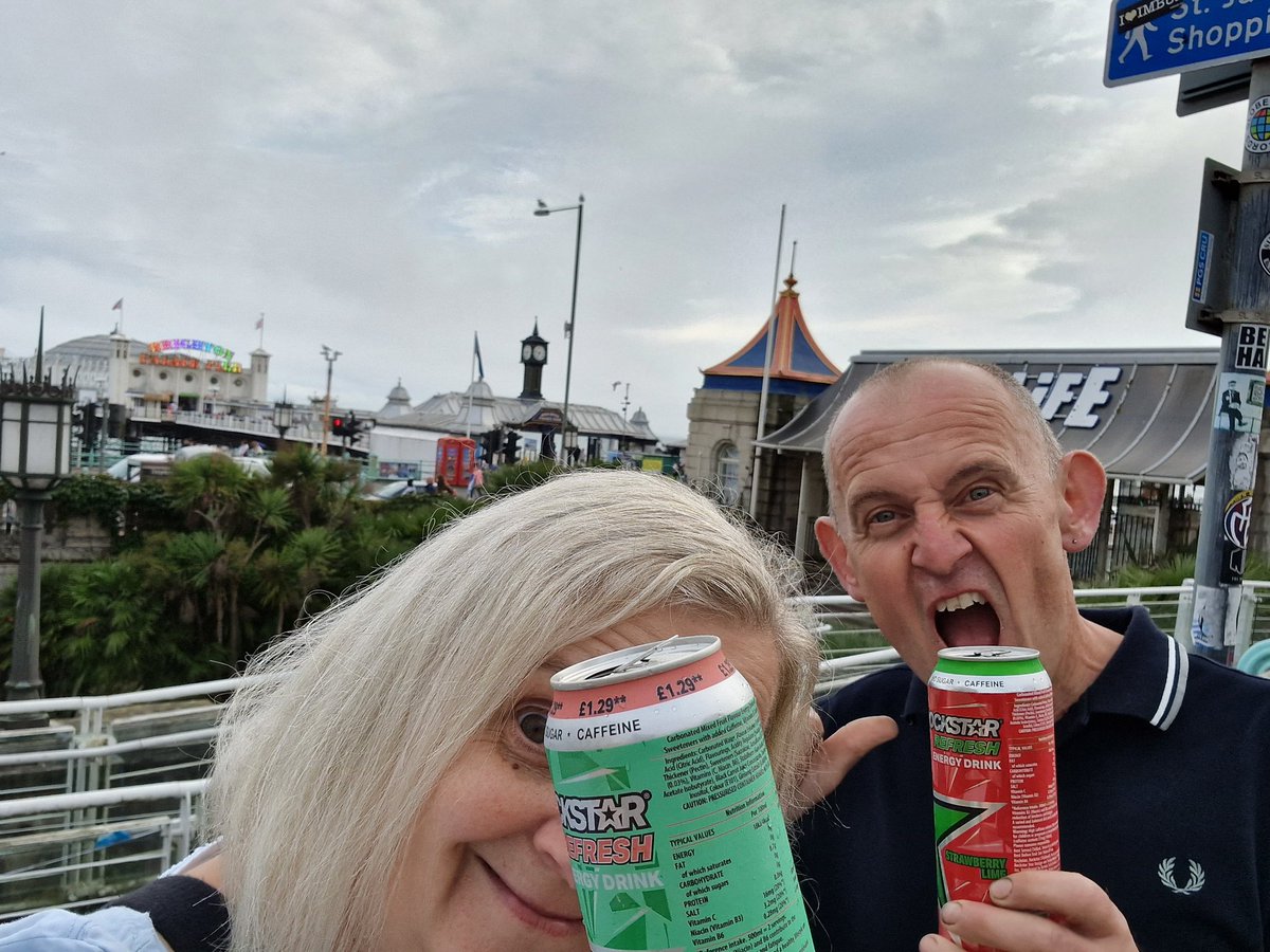 BattyAlison's tweet photo. On our way to #attheedgeofthesea @weddingpresent and been given free Rockstar energy drink.  We're gonna go mental! @therichcutler https://t.co/9DmCcdGDnC