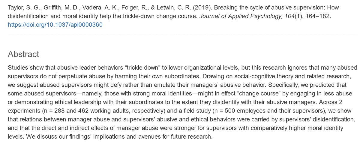 People don’t blindly perpetuate toxic leadership. They emulate it when they lack concern for others.

Data: after having an abusive boss, people who prized kindness broke the cycle. Those who idealized selfishness didn't.

The role models we choose are a reflection of our values.