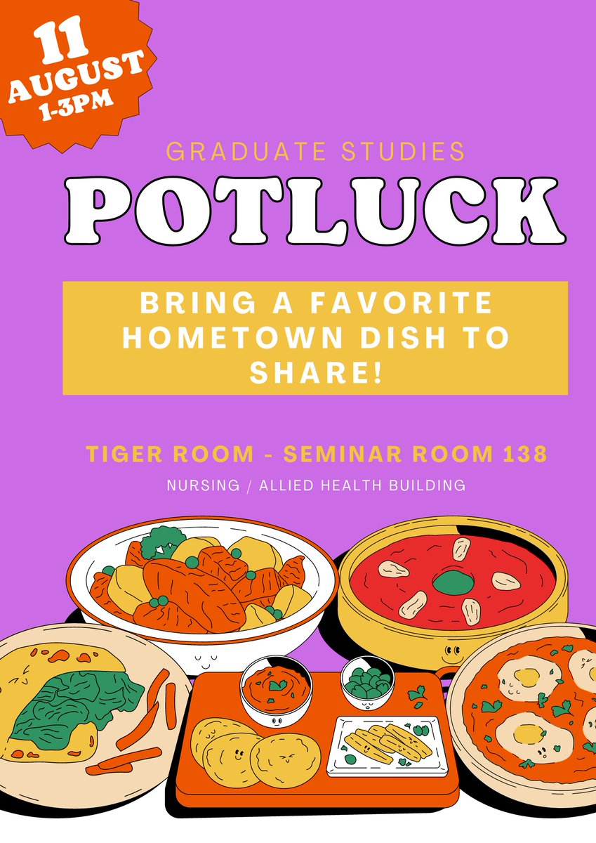 Welcome back, graduate students! Remember to come grab a bite and socialize this afternoon 💜💛