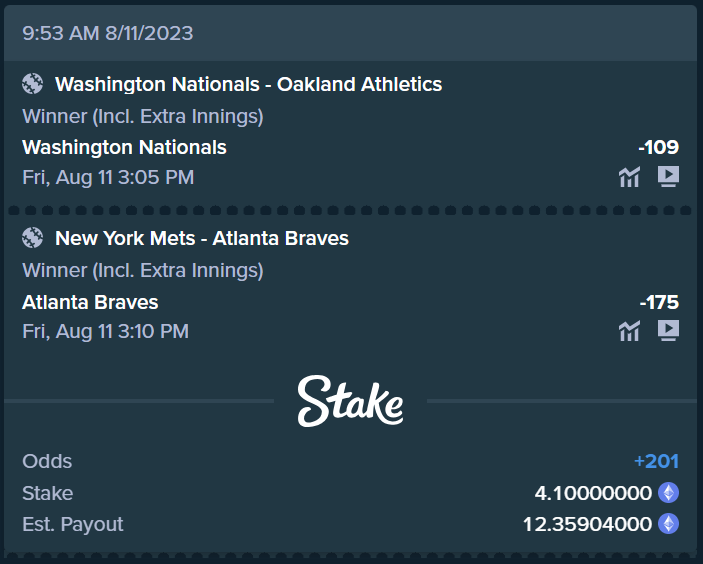 Friday Night Baseball! @Bitboy_Crypto We locked you in for the Braves and Nationals Parlay. #MLB