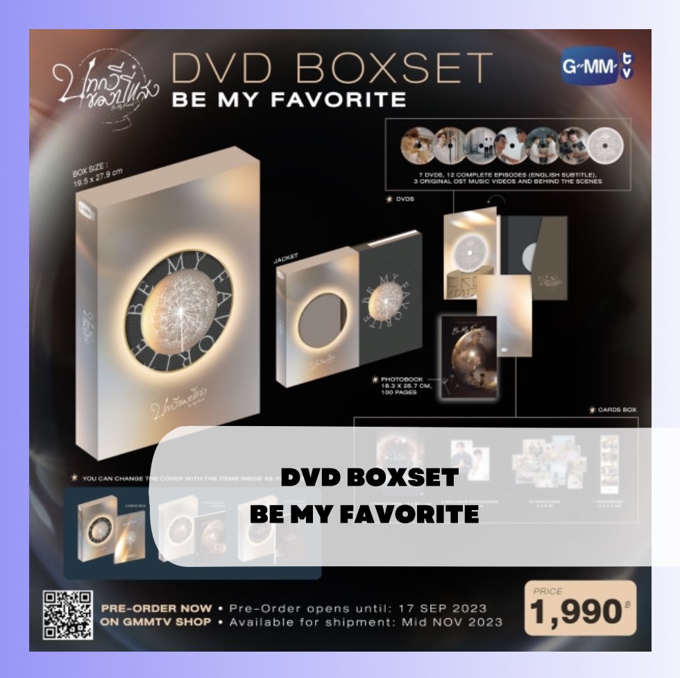 __DotComDotMY__'s tweet image. ᴘʀᴇ-ᴏʀᴅᴇʀ •ﻌ•
Be My Favorite DVD Boxset 🇹🇭🇲🇾

- RM66
- Second Payment Needed
- deadline : September 2
- DM / Order via link ☁️
linktr.ee/dotcomdotmy

#GMMTV #BeMyFavorite #GawinCaskeyy #KristPerawat #gawinkrist