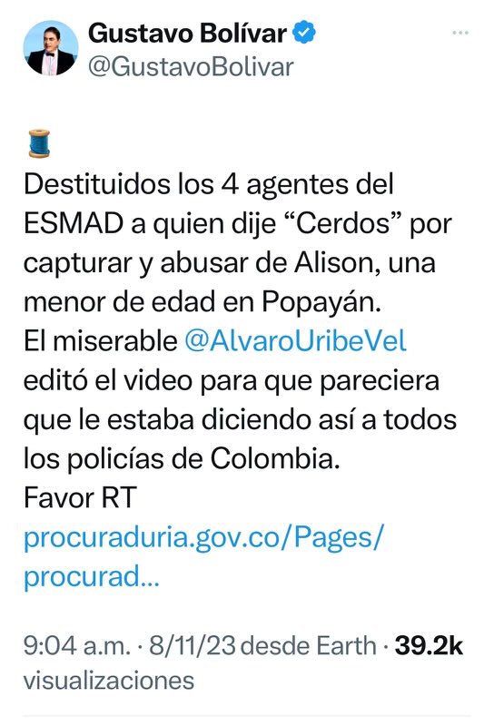 Don Gustavo ahora quiere hacer méritos con la Fuerza Pública a ver si lo eligen en Bogotá.