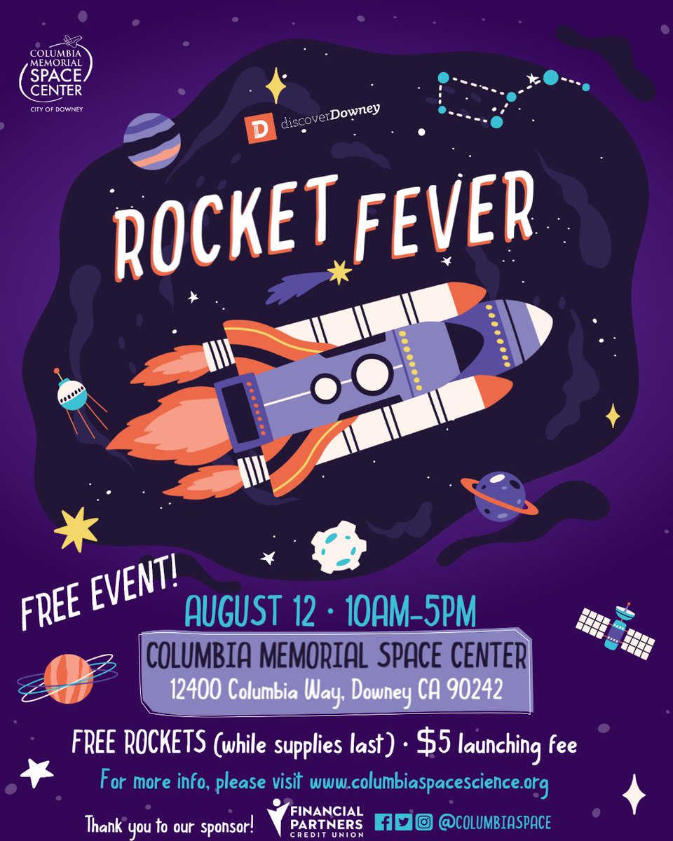 columbiaspace's tweet photo. Tomorrow = Rocket Fever! 🚀 
Hold onto your hats, because the countdown is almost over! 

Don't miss our Rocket Fever event, featuring interactive STEM activities, incredible exhibits, and a delicious selection of food trucks!

See you tomorrow! 😁 

#rocketfever #fun #family https://t.co/xCbhkKUfk1