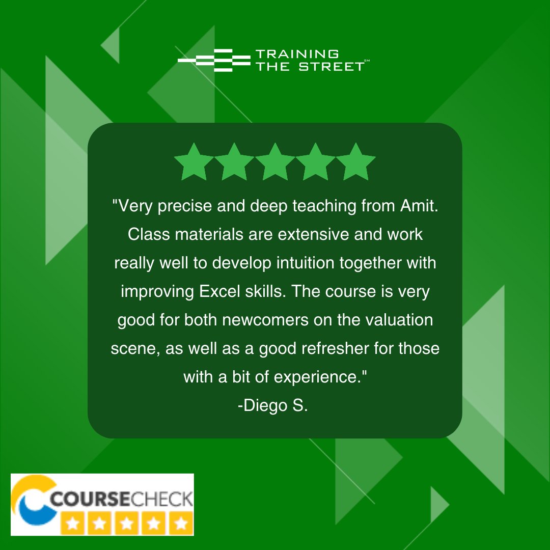 TTS_Chat's tweet image. Read what one participant, Diego S, had to say after taking one of our courses in June. 

Visit our website and register for a course today! bit.ly/43tju3D

#tts #trainingthestreet #learningoptions #selfstudy #accounting #corporatefinance #excel #financialmodeling