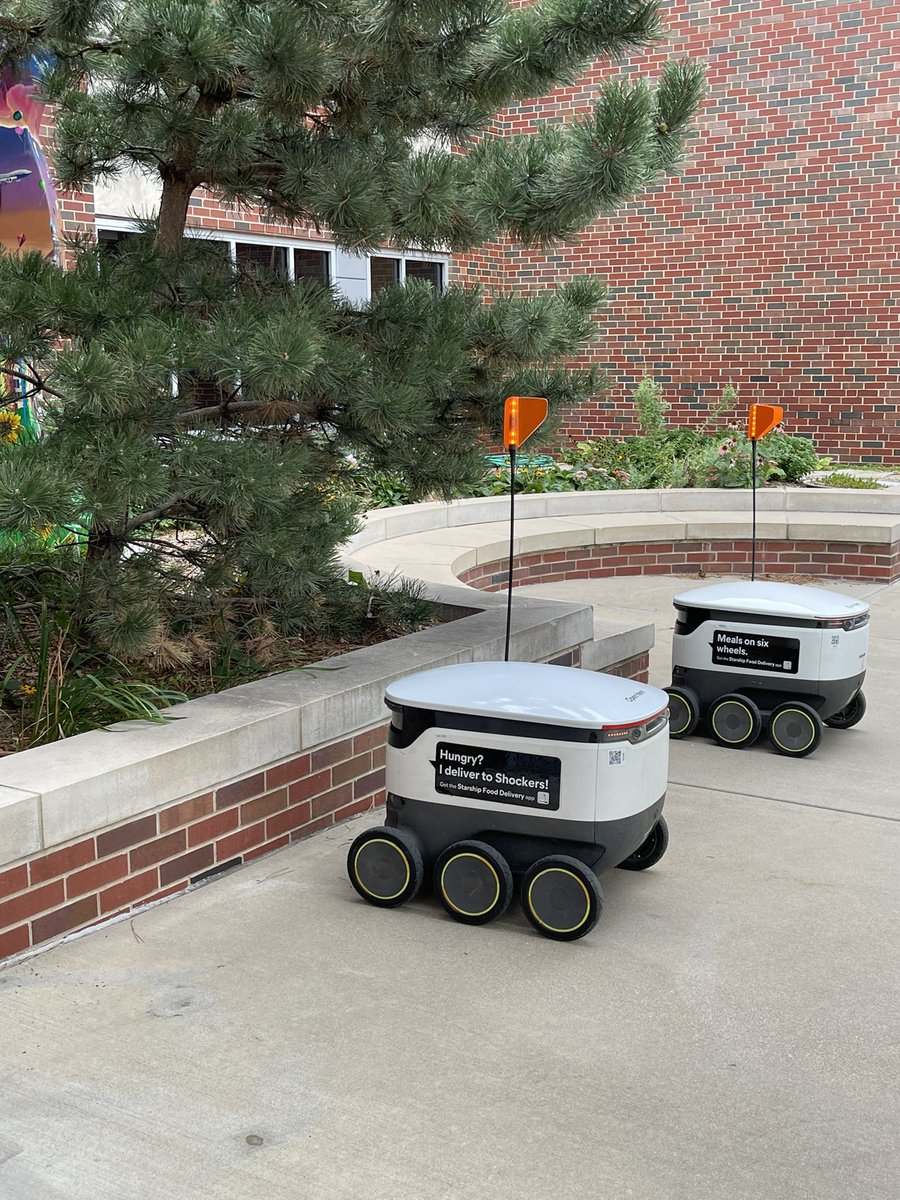 New semester, new initiatives! <a href="/WSU__Dining/">WSU Dining</a>  is offering a new way to deliver meals on campus <a href="/WichitaState/">Wichita State</a>. Our bots are all lined up and ready to go!