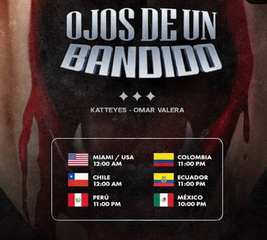 KatteyesSupport's tweet photo. 📢 Recuerden que hoy es el lanzamiento del nuevo sencillo "Ojos de un bandido" de nuestra Katteyes.

¡Atent@s a los horarios! ✨ https://t.co/LMa7F3ONQ9